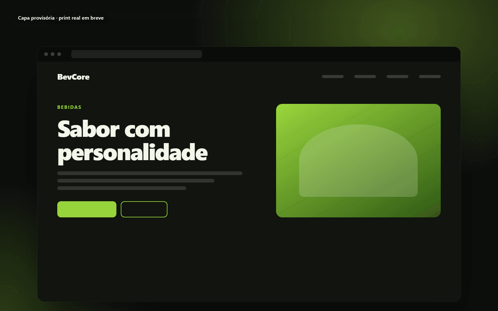 Tela inicial do sistema da BevCore
