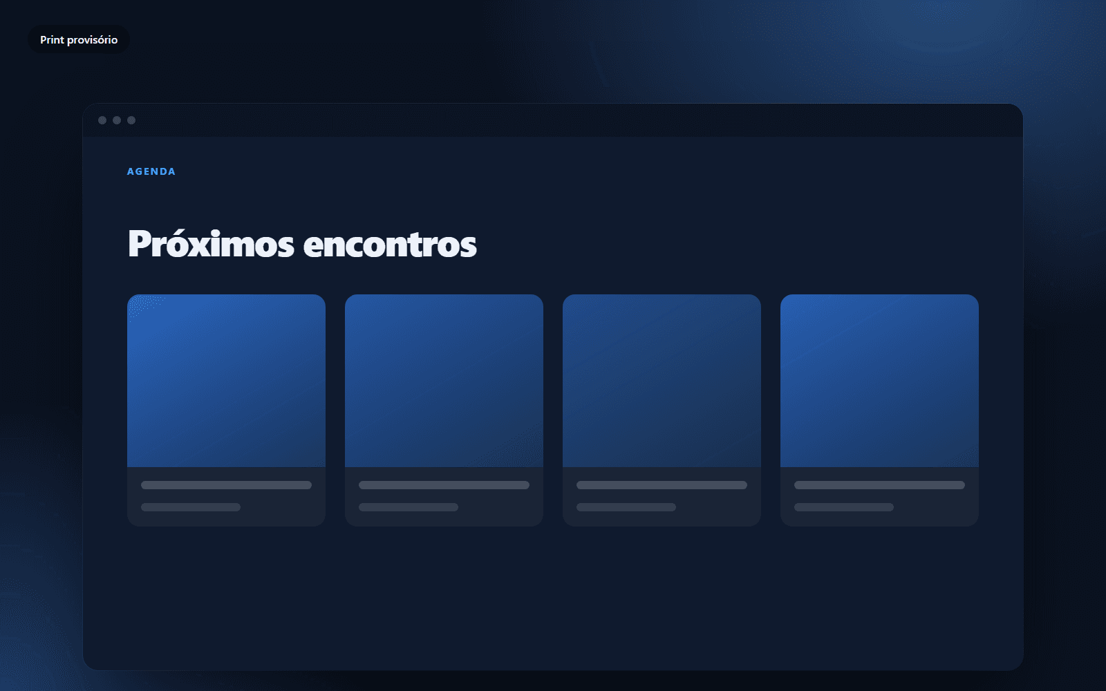 Seção de agenda e eventos